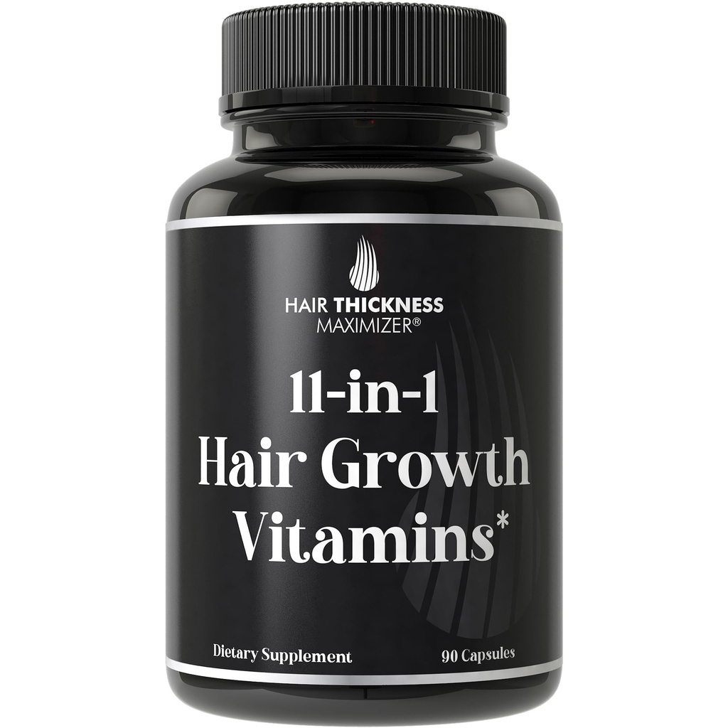 11-in-1 Veganes Haarwachstum Vitamine für dünnes und brüchiges Haar – Advanced Vitamin Complex mit 5000mcg Biotin, Kürbis Seed, Zink. Unterstützt Thicker, gesünder aussehende Kopfhaut für Frauen & Männer