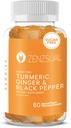 ZENZSUAL Turmeric, Ginger, and Black Pepper Gummies - Sugar Free Dietary Supplement - Immununterstützung, Gesunde Haut, Gemeinsame Gesundheit, Kampf Swelling Natürlich (60 natürliche Peach Flavored Gummies)