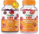 Ferro e vitamina C Bambini + Probiotici 5 miliardi di bambini, Gummies Bundle - Grande degustazione, Supplemento di vitamina, Senza glutine, OGM libero, pancia masticabile