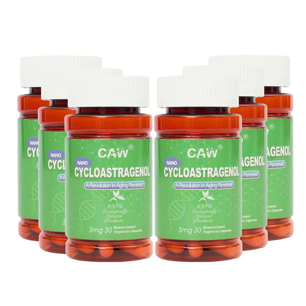 CAW Nano Cycloastragenol 5Mg | Telomerlänge Anti-Aging | DNA Repair Cell Health | 30 Enteric-Coated Kapseln (6 Flaschen)