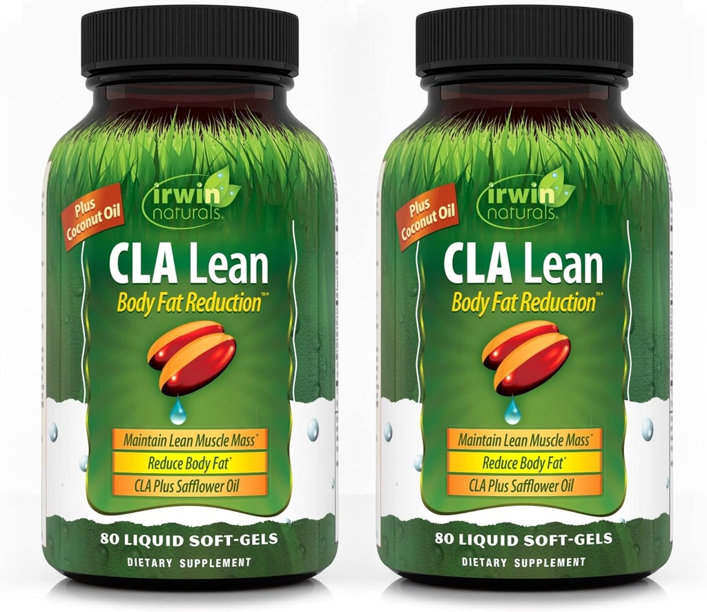 Irwin Naturals CLA Lean Body Fat Reduction - Hilft, Körperfett zu reduzieren und Muskelton zu erhöhen - 80 Liquid Soft-Gels (Pack von 2)