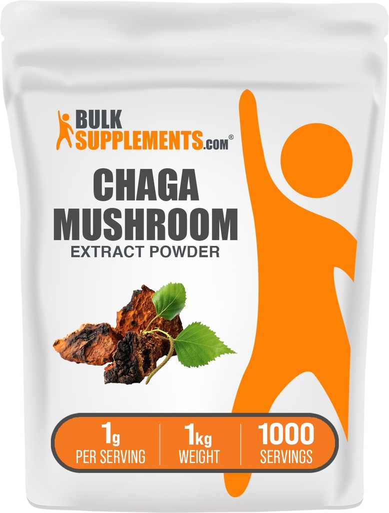 BulkSupplements.com Chaga Mushroom Extract Powder - Mushroom Supplement, da Chaga Mushrooms - 1000mg di Chaga Powder Extract per Serving, Gluten Free (5 chilogrammi - 11 lbs)
