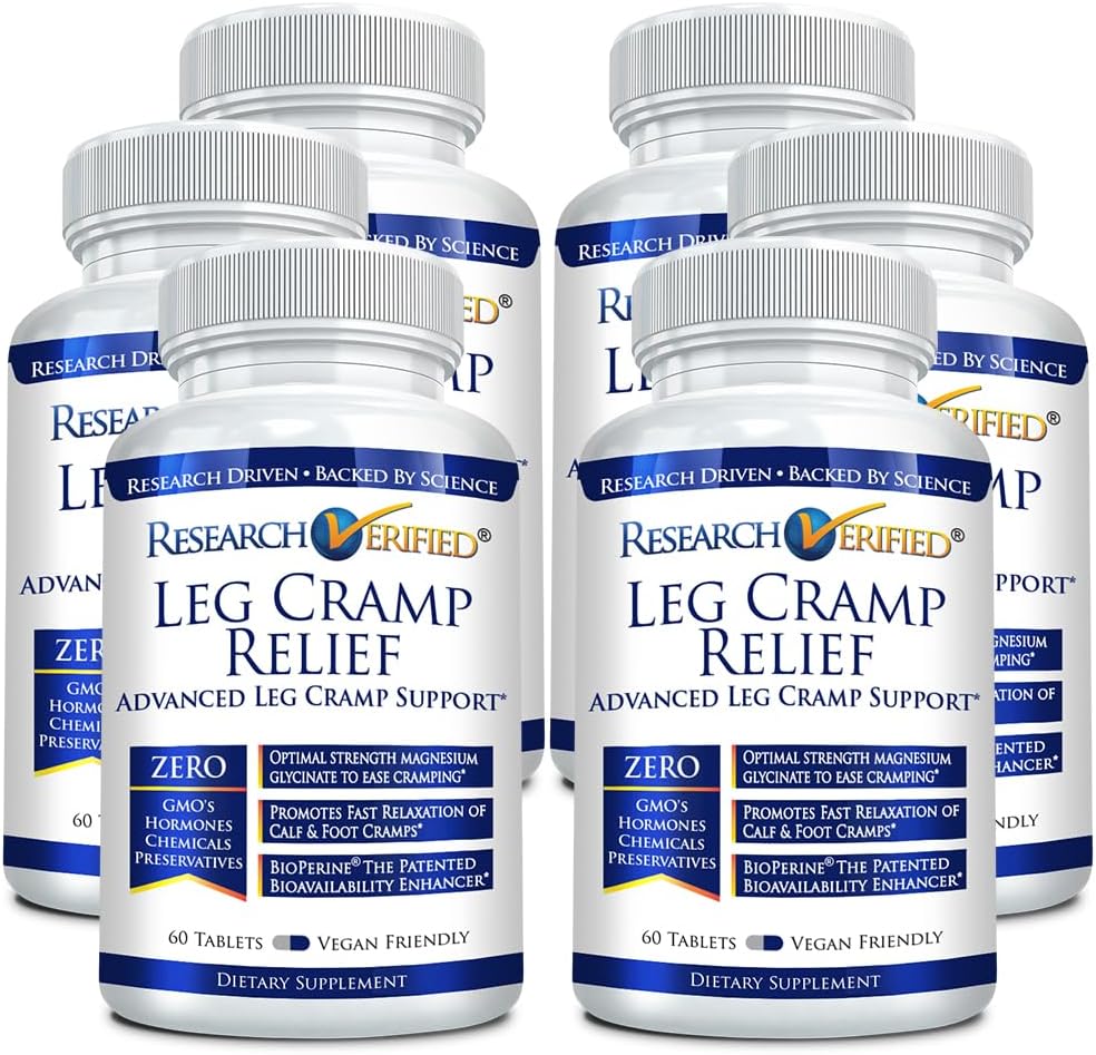 Forschung Verifizierte Leg Cramps - Magnesium, B Vitamine, Ingwer, Kamille, BioPerine - Zirkulationsunterstützung - Vegan - 6 Monate Versorgung