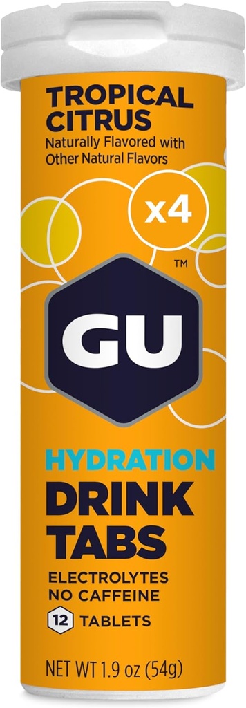 GU Energy Hydration Electrolyte Drink Tablets, 4-Count(48 Servietten), Tropical Citrus