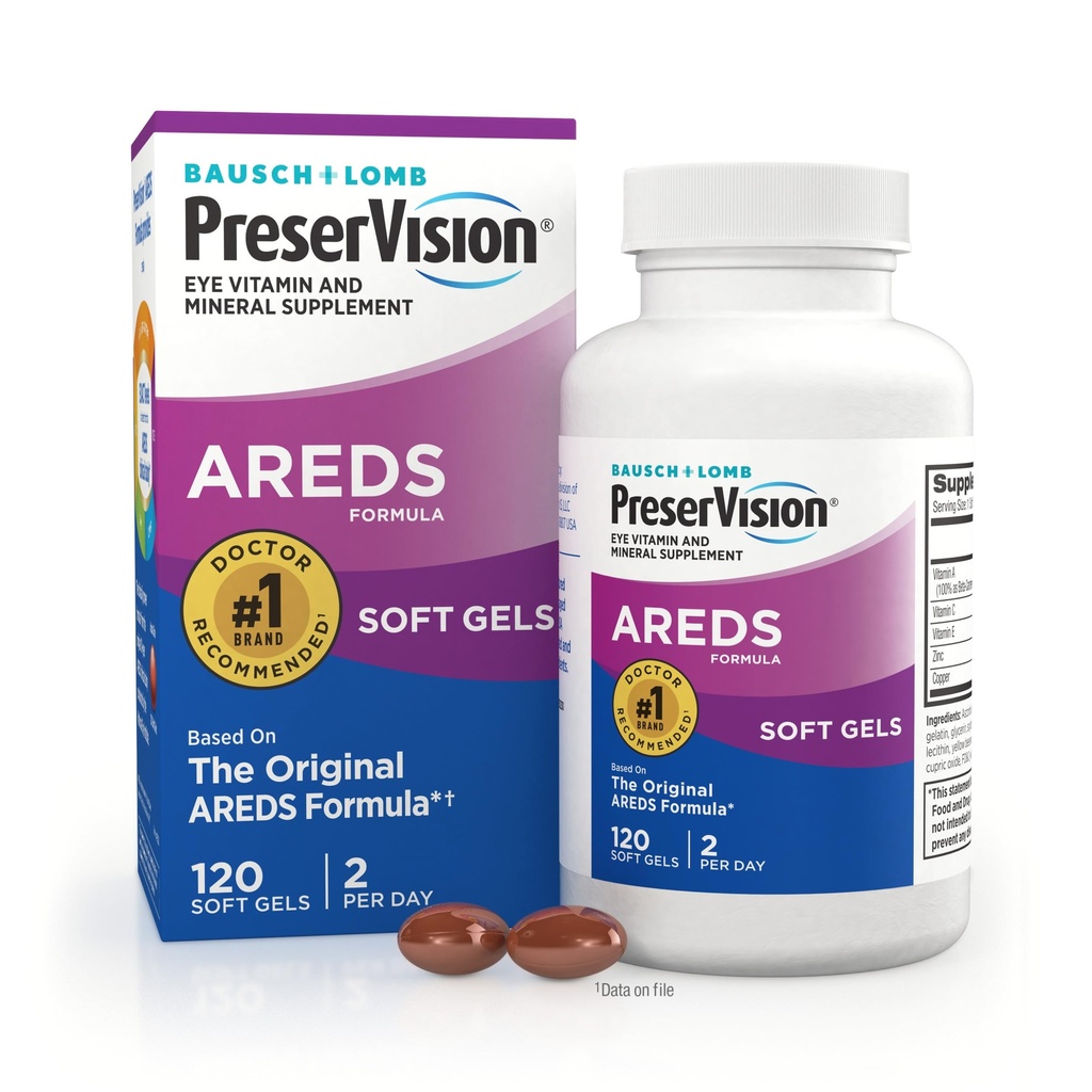 PreserVision AREDS Eye Vitamins, #1 Eye Doctor Empfohlene Marke, Multivitamin mit Kupfer, Vitamin A, C & E, Zink-Ergänzungen, 120 Softgels