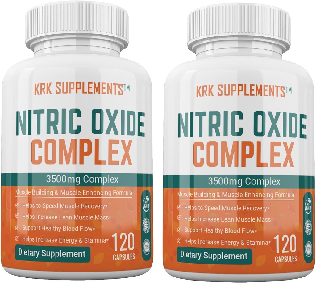 2 Flaschen Nitric Oxid Complex 3500mg pro Servieren L-Arginin HCL AAKG AKG Alpha Ketoglutarate Citrulline Malate 240 Gesamtkapseln