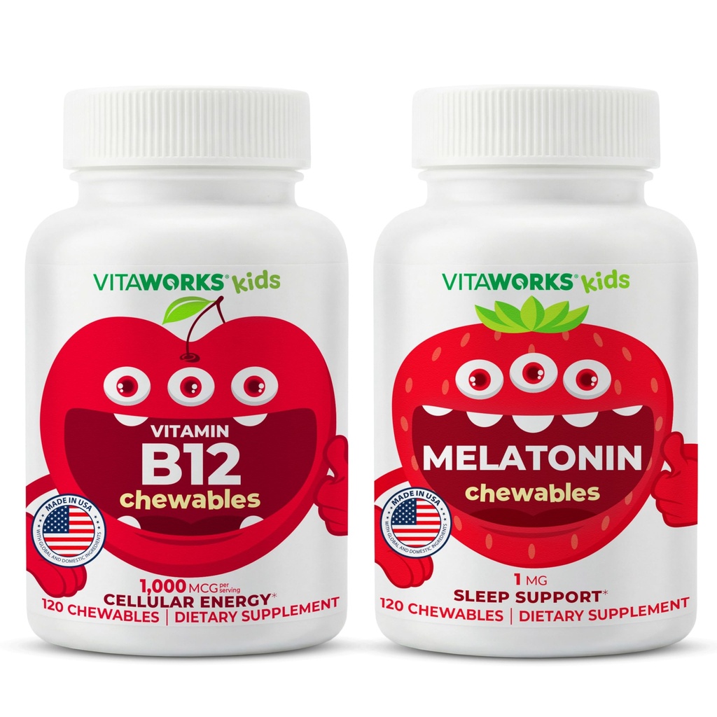 Enfants Vitamine B12 Chewables + Melatonine 1mg Chewables Bundle