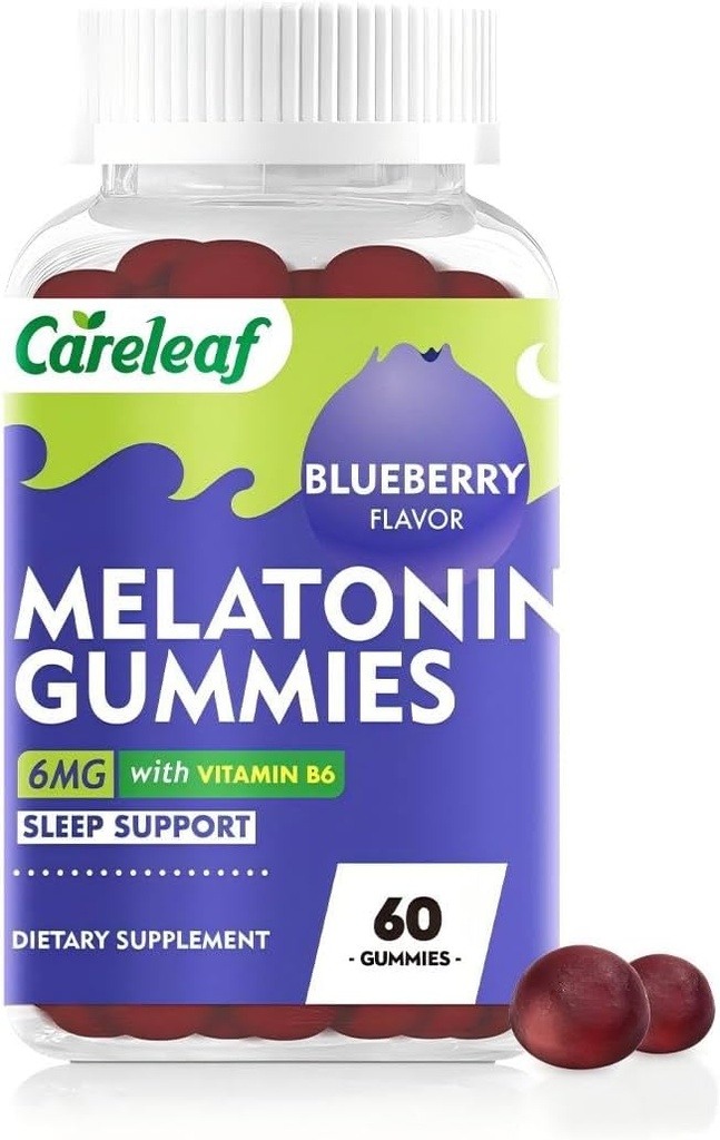 Melatonin Gummies Schlafunterstützung für Männer und Frauen Gesundheit Schlaf mit 6mg Melatonin&Vitamin B6 Blueberry Flavor 60 Count