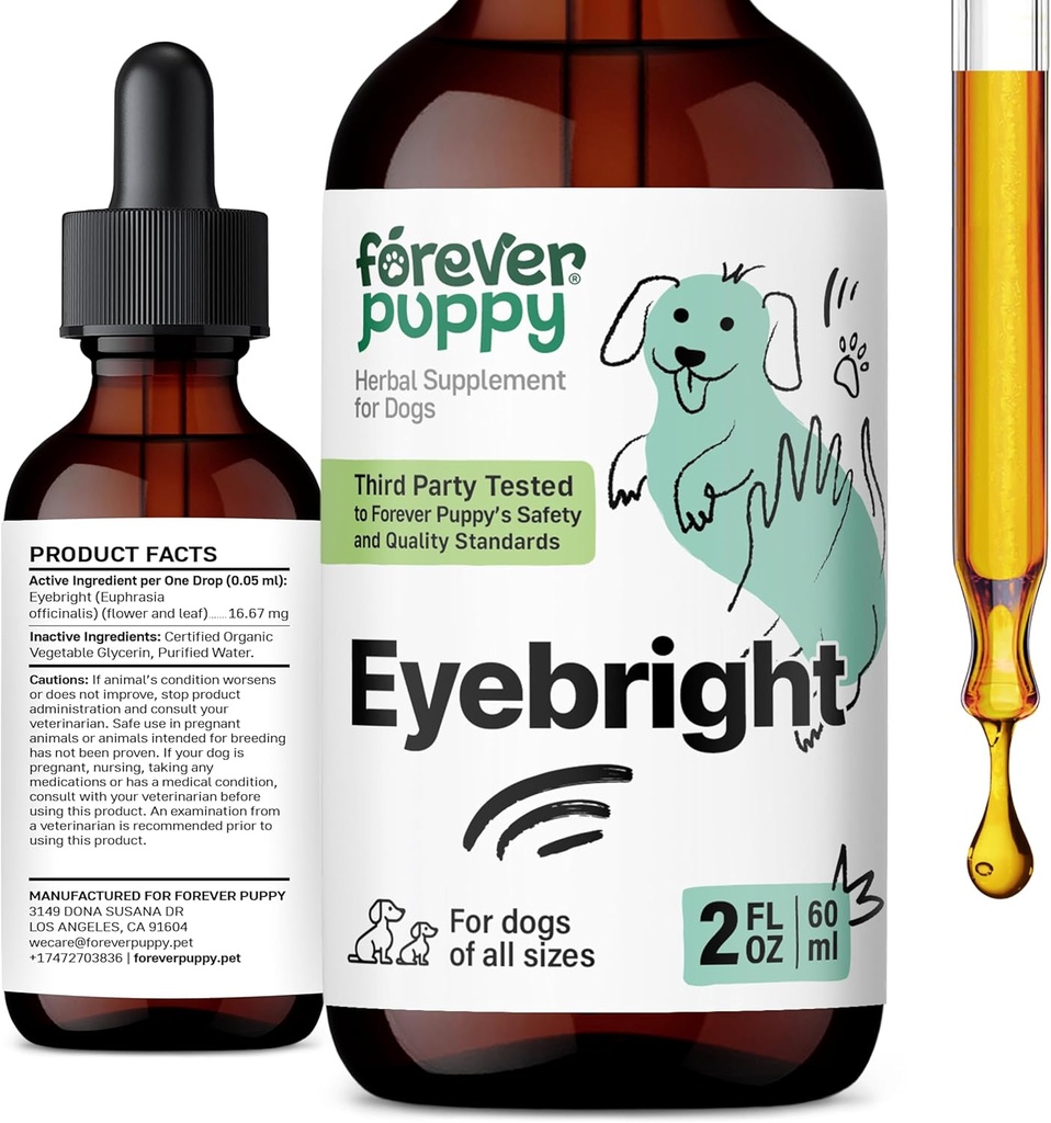 Forever Puppy Eyebright Tropfen für Hunde - Eyebright Kräuter Tincture für beruhigende Augen Irritation - Liquid Eye Health Support Supplement für Hunde aller Rassen & Größen - 2 oz