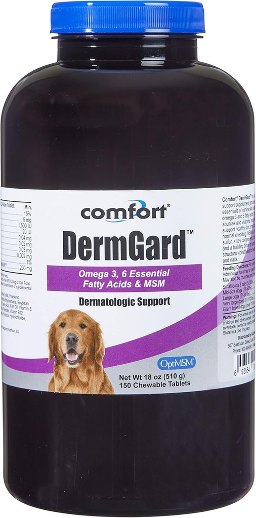 Kala Health Comfort DermGard Skin e Coat Supplemento per cani, 150 Conte, Supporta la pelle sana, Shiny & Ridurre il taglio eccessivo, Contiene MSM, Fish Oil & Omega 3, 6 e 9 acidi grassi essenziali