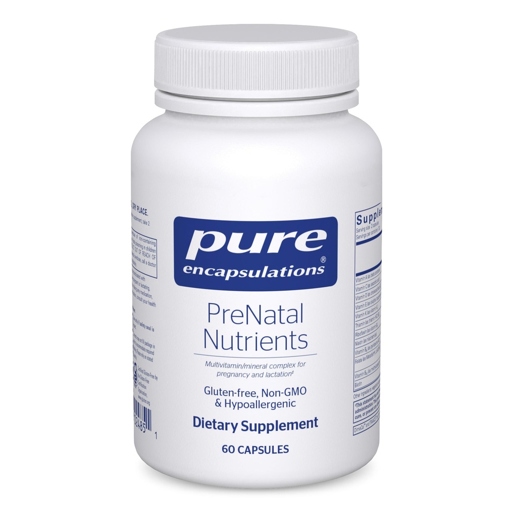Pure Encapsulations PreNatal Nutrients - for Pregnancy & Lactation - Aids Energy & DNA Development* - with Folate, Choline & Iron - Gluten Free & Non-GMO - 60 Capsules