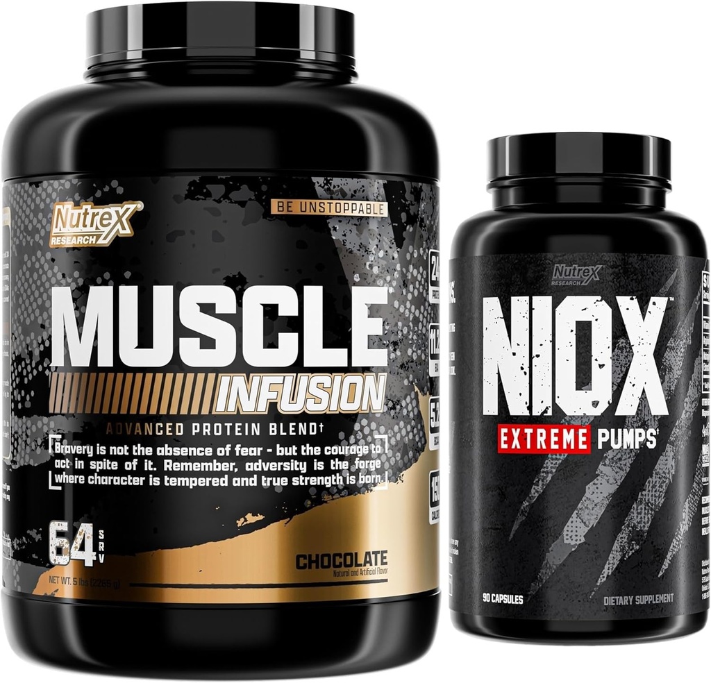 Nutrex Research Whey Protein Pulver, Schokolade Muskelinfusion Whey Isolate Plus Niox Bundle