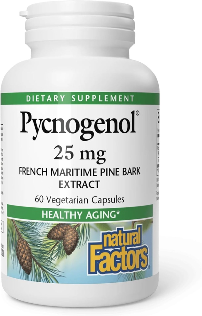 Natürliche Faktoren Pycnogenol 25 mg, Antioxidans Unterstützung für gesundes Altern, 60 Kapseln
