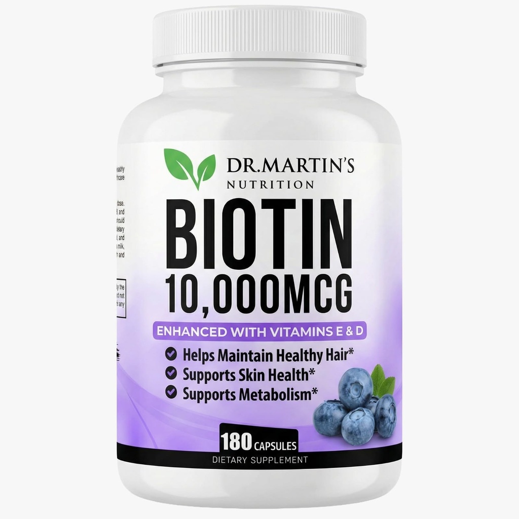 Potent Biotin (Vitamin B7) 10.000 mcg mit Vitaminen D & E Supplement | 180 Count | Haar, Haut und Nägel | Für Thicker & Stärkere Haarwachstum | Gesund, jugendliche Haut & starke Nägel | Energieunterstützung