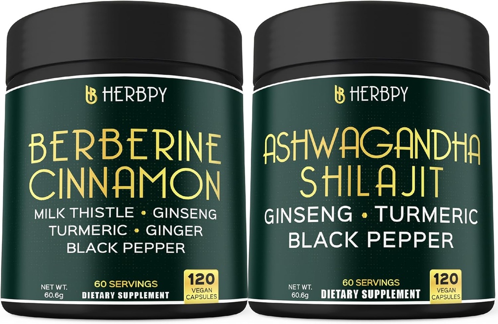 Bundle 7in1 Berberina HCl & 5in1 Ashwagandha Shilajit Integratori