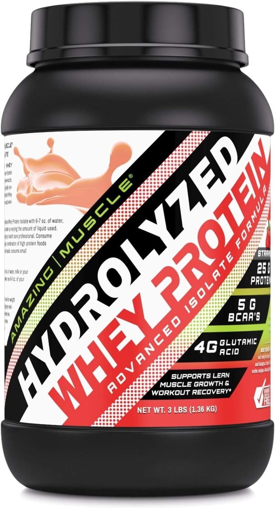 Incredibile Muscolo Ultra Pure idrolizzato Whey Protein Isolate * Supporta la crescita muscolare magra & Rapid Recovery (Strawberry)