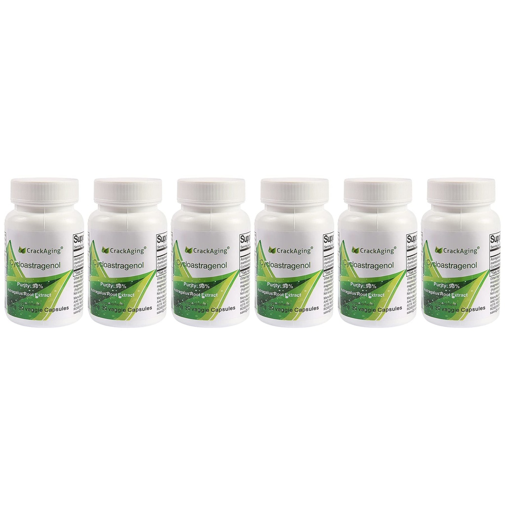 Crackaging Super-Absorption Cycloastragenol 98% 25mg/Cap, 180 Caps in 6 Flaschen Anti-Aging Reaktivat & DNA Cell Telomerase Supplements Stärke Faction Longevity Classic