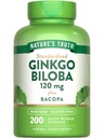 Nature's Truth Ginkgo Biloba 120mg.Plus Bacopa. 200 Capsules à libération rapide.Extrait normalisé.