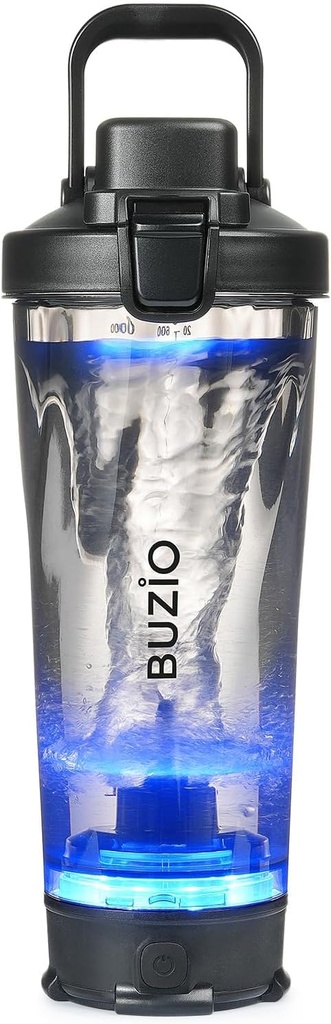 Bottiglia di frullatore di proteine elettrica BUZIO, Bottiglia di frullatore di 24 oz Shake, Bottiglie di frullatore ricaricabile USB per tazze di frullatore di miscele di proteine, Bottiglie di acqua di grande sport portatili fatte con Tritan, Nero