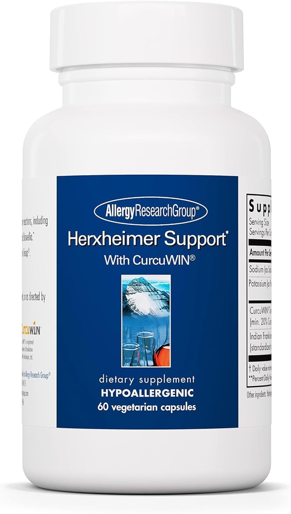 Allergy Research Group Herxheimer Support - Turmeric Boswellia Supplement mit CurcuWIN, Curcuminoids und Pure Boswellia Extract für Damen und Herren, Detox und Cleanse Support - 60 Vegetarische Kapseln