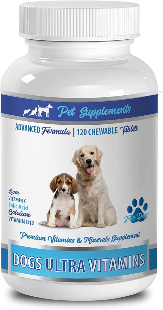 Knochenunterstützung für Welpen - Ultra Vitamine für Hunde - Kaus - Leistungsstarke Formel - Mineral Complex - Hund Kalzium - 90 Bäume (1 Flasche)