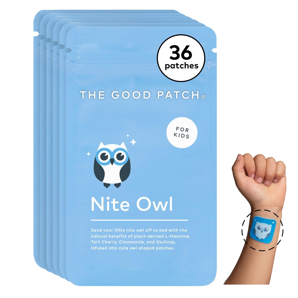 Der gute Patch Nite Owl Patch, Natural Sleep Patch Unterstützung für Kid Bedtime mit Tart Cherry, Kamille und Skullcap, Plant Powered, Sustained Release (36 Total Patches)