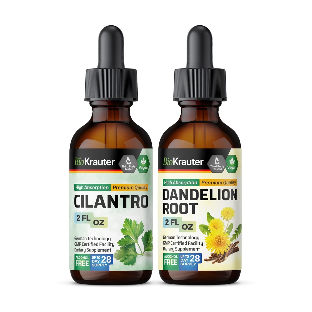 BIO KRAUTER Cilantro Tinktur 2 Fl. Oz. & Dandelion Tinktur 2 Fl. Oz.