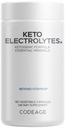 Supplément électrolytes de codeage Keto – Comprimés électrolytes végans w Magnésium, Potassium, Calcium et Sel - Pilules de poudre d'électrolyte et Suppléments d'hydratation de boisson - Régime non-OGM Keto - 180 Capsules