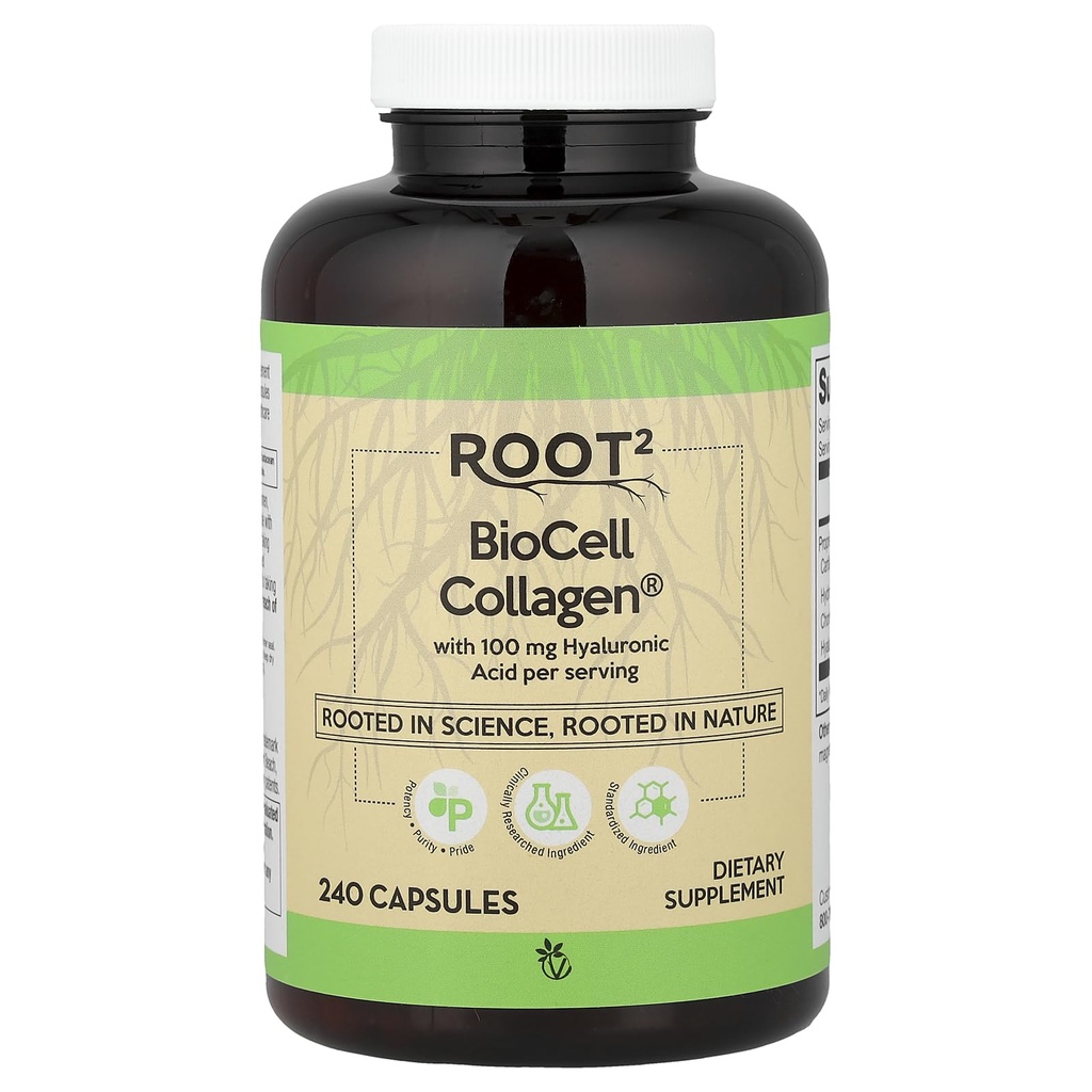 Vitacost ROOT2 BioCell Collagen Con Acido Ialuronico -- 100 Milligrammo Per Serve - 240 capsule