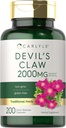 Carlyle Devils Claw 2000 mg de 200 capsules d'extrait de racine concentré de Devils Claw Supplément à base de plantes non OGM, supplément sans gluten