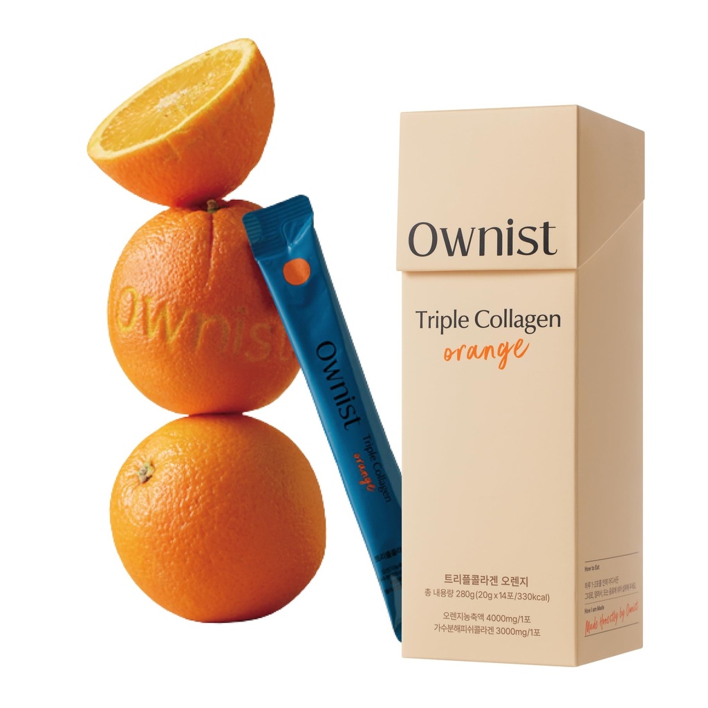 Imballi liquidi a triplo collagene on-the-Go - Peptidi con collagene marino idrolizzato, elastin, acido ialuronico e vitamina per la pelle sana - aroma arancio - 14 pacchetti singoli Stick