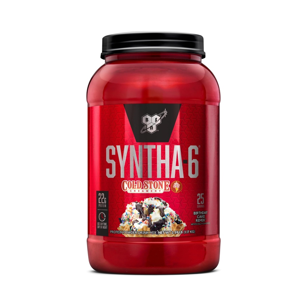 BSN Syntha-6 polvere di proteine del siero di siero di latte, crema di pietra fredda- aroma di remix di compleanno della torta, Caseina micellare, polvere di isolamento della proteina del latte, 25 porzioni