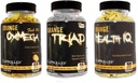 CONTROLLED LABS Salute generale Bundle, 30 Servings Orange Triad, 90 Conte Orange Health IQ, 120 Conte Orange Oximega Fish Oil, Muscle Building e Recovery Supplement per uomini e donne