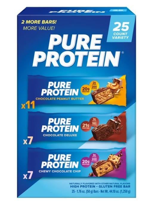 Barres protéiques, lot de variétés, 1,76 oz, 23-compte