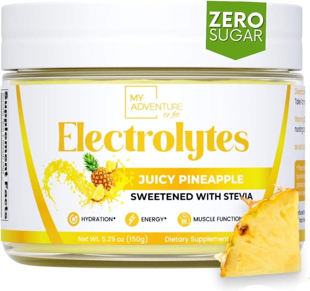 La mia avventura per adattare lo zucchero zero - polvere di elettroliti di ananas - Caffeina Free Energy con tutti gli ingredienti naturali - Vegan, Keto & Paleo - Miscela di bevanda di idratazione senza zucchero - 37 Serve