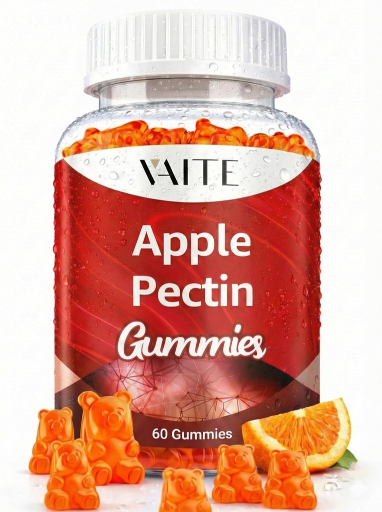 Gommies de pectine de pomme - Supplément haute fibre avec 2000mg Cholestérol naturel Soutien inférieur, favorise le bien-être digestif et le confort de l'estomac, sans OGM et sans gluten suppléments à base de plantes - 60 Gommy végétalien