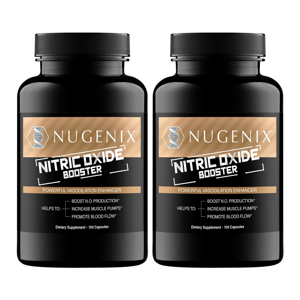 Supplément de booster d'oxyde nitrique Nugenix - Débit d'oxyde nitrique, L-Arginine, L-Citrulline, Extrait d'écorce de pin - Vasodilatateur - 200 Compte