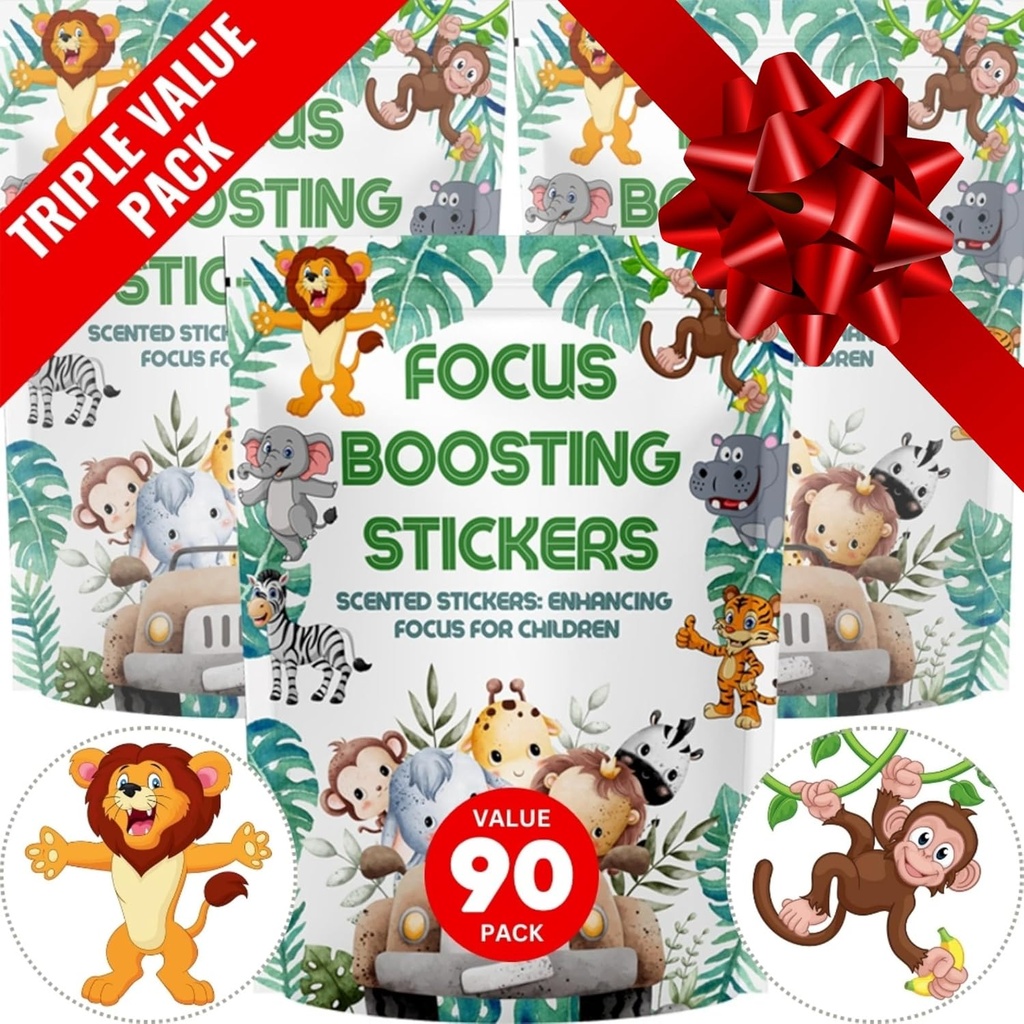 Fokus Boosting Aufkleber (90 Pack) - Gesundes Gehirn unterstützt Aufmerksamkeit, Papier, Bubble Design, Drug Free, Kleidung, Unisex