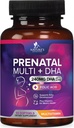 Vitamines prénatales avec acide folique et ADH, Soutien au développement du cerveau foetal avec folate et oméga 3, Multivitamine prénatale pour les femmes, vitamine A, C, D, B6, B12 et fer, Supplément grossesse - 60 Softgels