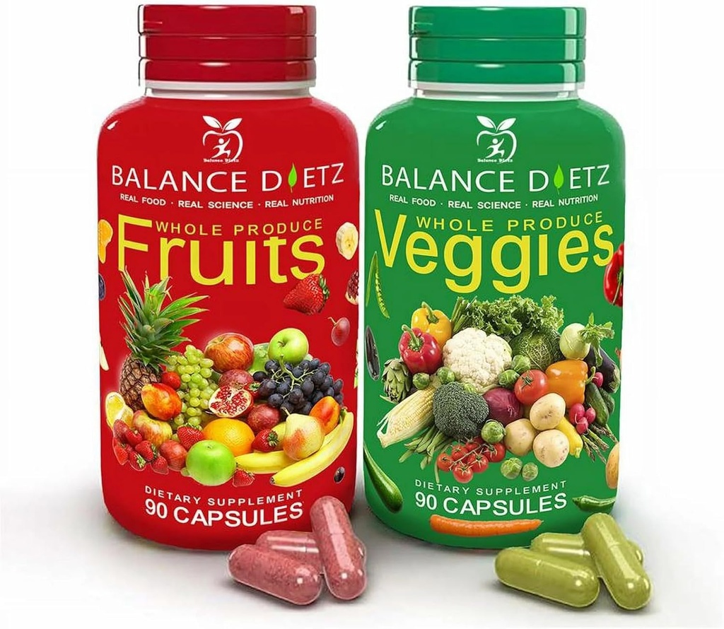 Integratori di frutta e verdura, 90 capsule di frutta, 90 capsule vegetali