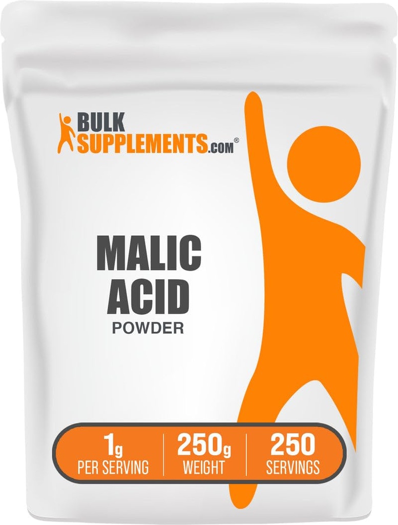 BulkSupplements.com Malic Acid Powder - L-Malic Acid, Dietary Supplement - Food Grade, Pure & Gluten Free, 1g per Serving, 250g (8.8 oz) (Pack of 1)