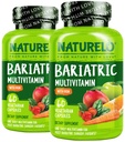 NATURELO Bariatric Multivitamin - Un Quotidiano con Ferro - Supplemento per Pazienti di Chirurgia Post Gastrica Bypass - Natural Whole Food Nutrition - 60 Capsule Veggie (Pack of 2)