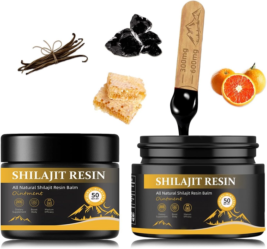 shilajit Resina per gli uomini - Massima potenza naturale Shilajit Resina in 85+ minerali Trace, Gold Grade Himalayan puro Shiljait per l'energia, Supporto immunitario, 50 Grammi Confezione da 2 (6 mesi di alimentazione)