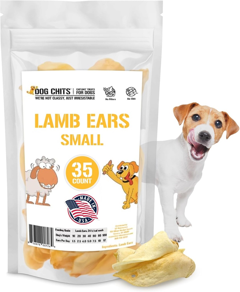 Orecchie di agnello per cani – 100% naturale agnello al forno Trattamenti per cani – Grain-Free, Alta Proteine, Basso Fat Training Chews – Dental Health & Joint Support – per media e piccoli Pups – 35 Pack