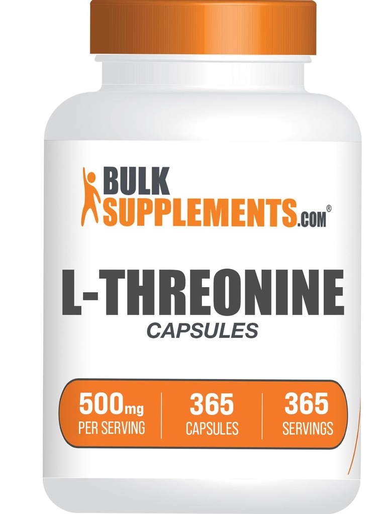 BulkSupplements.com Capsules L-Thréonine - Supplément L-Thréonine, Thréonine 500mg - Supplément acide amino, sans gluten, 1 Capsule par portion, 365 Capsules (paquet de 1)