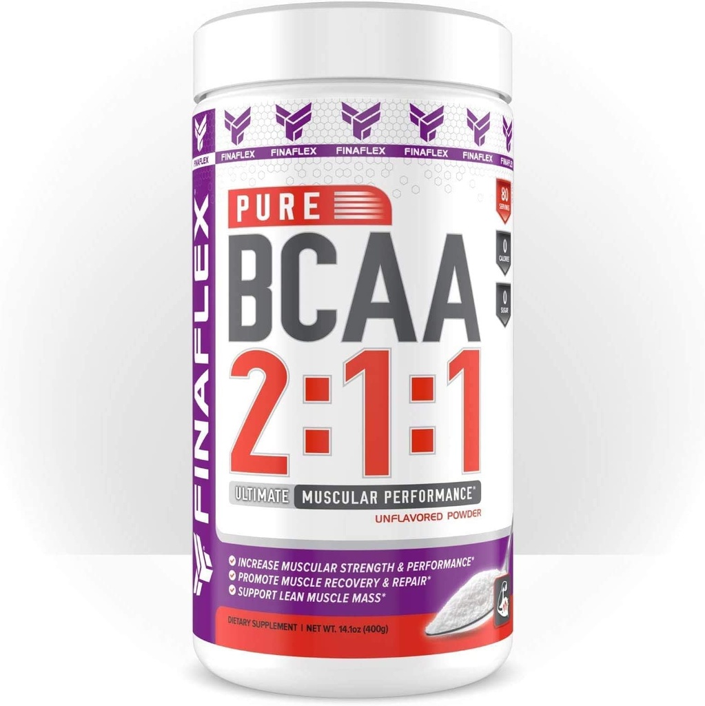 FINAFLEX Pure BCAA 2:1:1, Unflavored - 14.1 oz - promuove la forza, il recupero e le prestazioni - con 2:1:1 Rapporto di leucina, Isoleucina & Valine + vitamina C - 80 Serve
