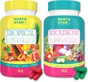 Superfood Riche Keto Tropical Fruits + Suppléments de légumes gommés $ 180 TOTAL portions de produits par bouteille $ Oxyde nitrique + Beta Glucan $ Gluten, lait, soja, sans OGM (fruits et légumes, 180 comte)