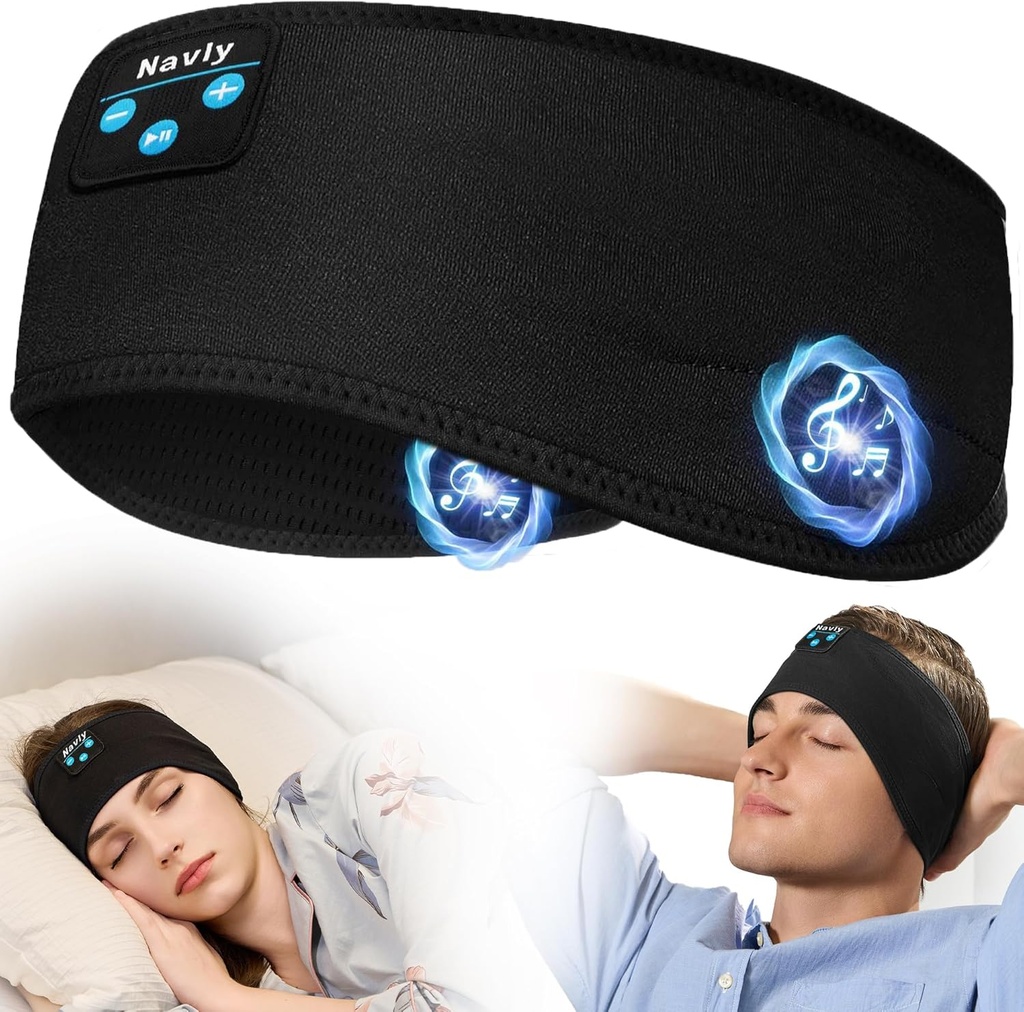 Navly Sleep Headphones, 10Hrs Sports Headband mit Soft Cozy Earbuds Bequem, Kopfhörer Headband mit Ultra-Thin HD Stereo Speakers Perfekt für Workout,Running,Yoga,Travel