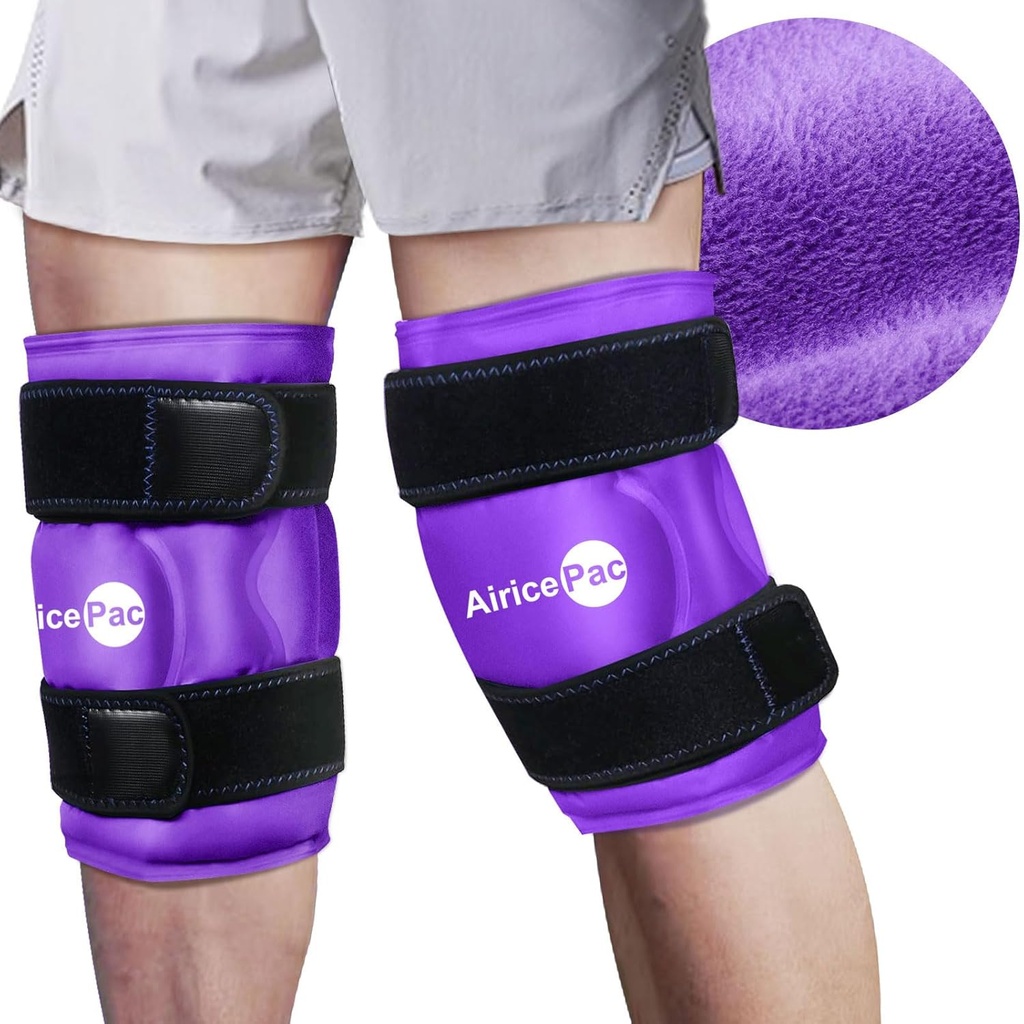 2 pack de glace pour soulager la douleur au genou, gel réutilisable en éponge de glace pour blessures, gonflement, chirurgie de remplacement du genou, traitement par compression froide pour l'arthrite, ménisque et ACL, violet