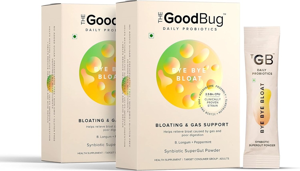 La bonne santé prébiotique et probiotique pour les hommes et les femmes - Aide à la santé digestive - Boost Immunity with Peppermint & Inulin, poudre de fibre synbiotique, 2,5 Bn CFU - 60 jours Pack